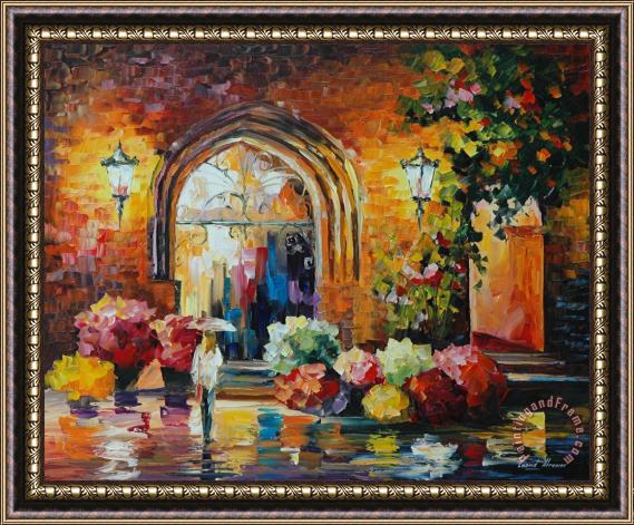 Leonid Afremov Gallery In The Old City Framed Painting
