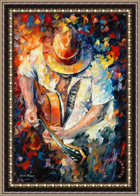 Leonid Afremov Guitar And Soul Framed Painting