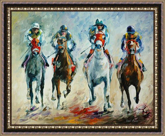 Leonid Afremov Horse Racing Framed Painting