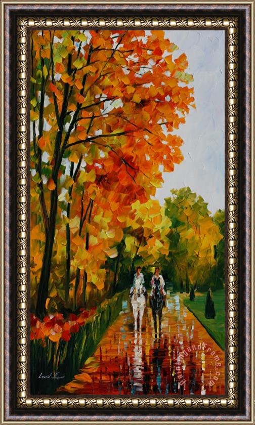 Leonid Afremov Horseback Stroll Framed Painting