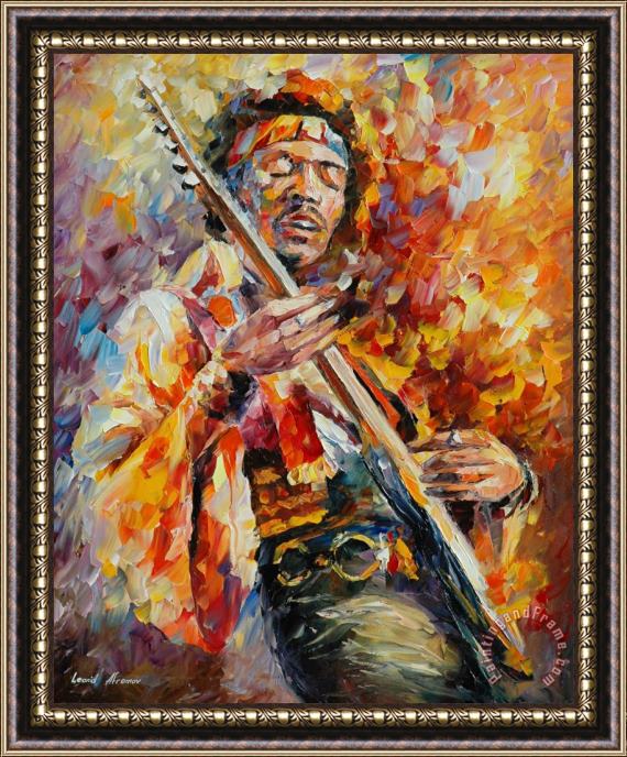 Leonid Afremov Jimy Hendrix Framed Painting