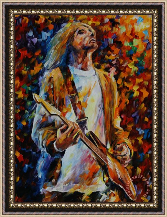 Leonid Afremov Kurt Cobain Framed Painting