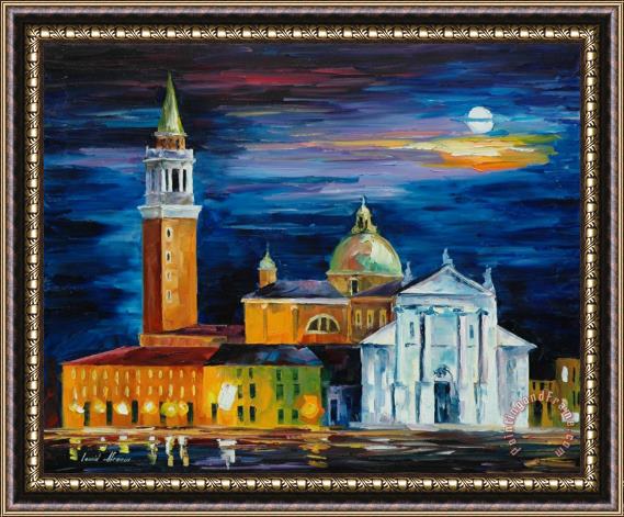 Leonid Afremov Moon Above Venice Framed Painting