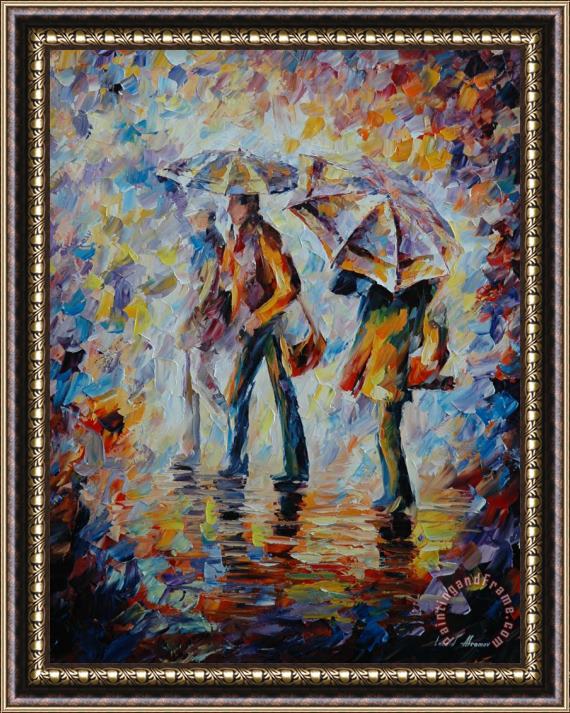 Leonid Afremov Night Rain Framed Painting