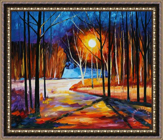 Leonid Afremov Pink Snow Framed Painting