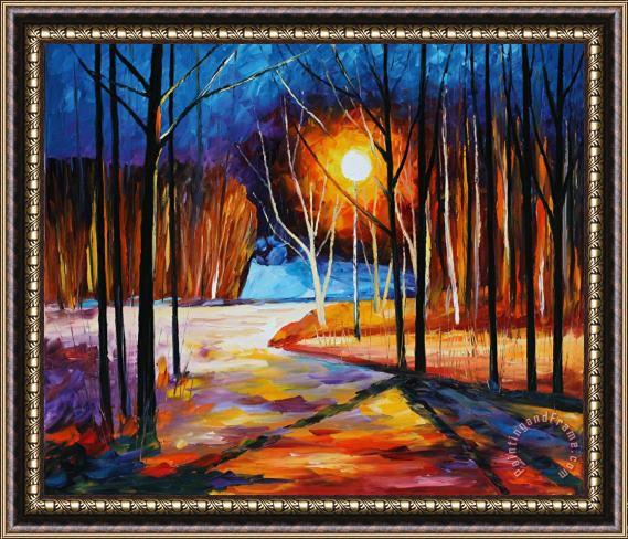 Leonid Afremov Pink Snow Framed Painting