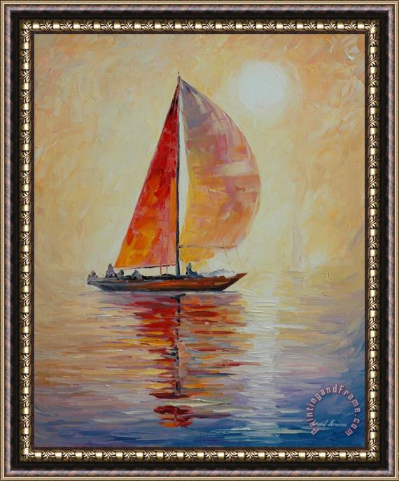 Leonid Afremov Red Sail Framed Print