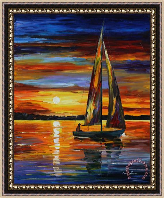 Leonid Afremov Sailing By The Shore Framed Painting