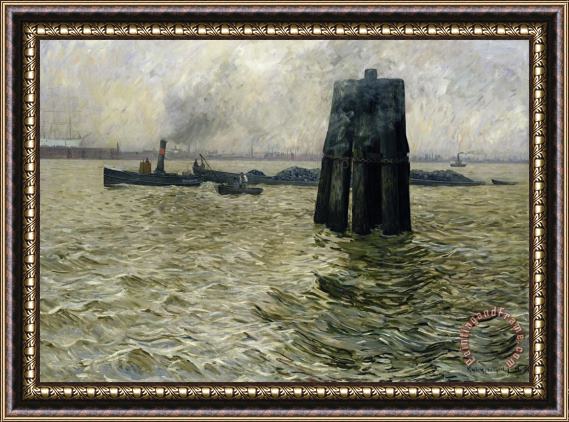 Leopold Karl Walter von Kalckreuth The Port Of Hamburg Framed Painting