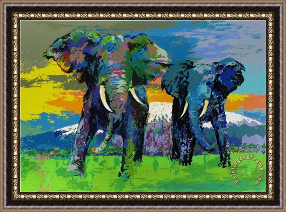 Leroy Neiman Kilimanjaro Bulls Framed Painting