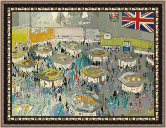 Leroy Neiman London Stock Exchange Framed Painting