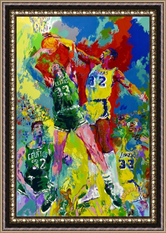 Leroy Neiman Magic Johnson & Larry Bird Lakers Vs Celtics Framed Print