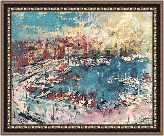 Leroy Neiman Vieux Port, Marseille Framed Painting