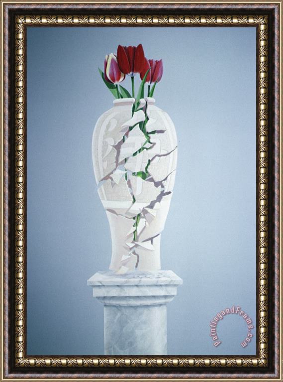 Lincoln Seligman Cracked Urn Framed Painting