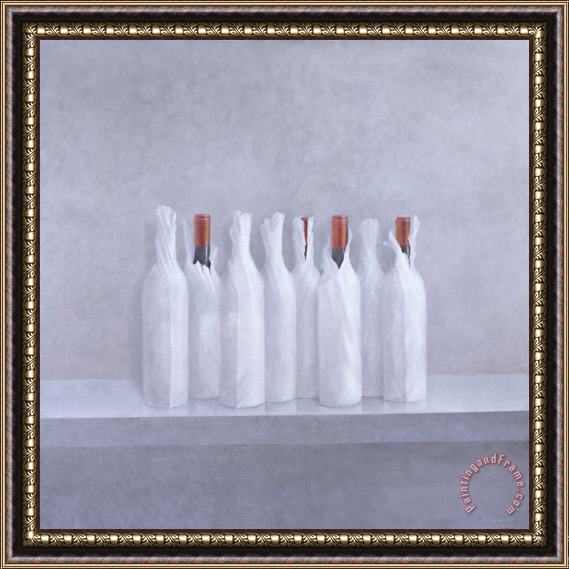 Lincoln Seligman Wrapped Bottles On Grey 2005 Framed Painting