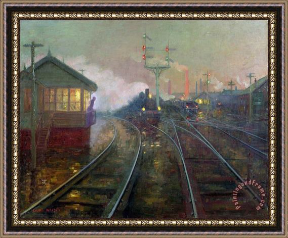 Lionel Walden Train at Night Framed Painting