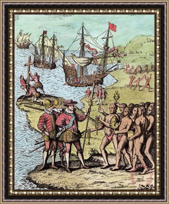 London Justin Winsor Columbus At Hispaniola Framed Print