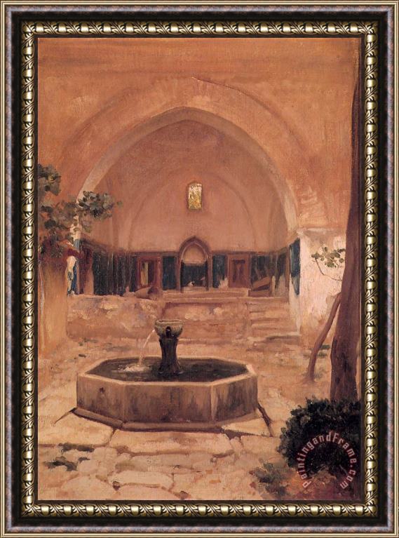 Lord Frederick Leighton Courtyard of a Mosque at Broussa Framed Painting