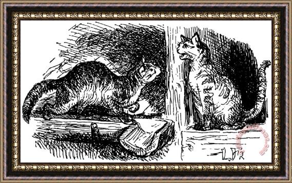 Lorenz Frolich Hans Christian Andersen Cats Framed Painting