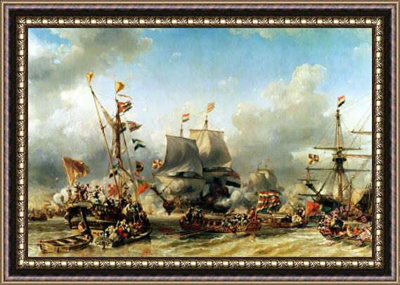 Louis Eugene Gabriel Isabey The Embarkation of Ruyter and William de Witt in 1667 Framed Print