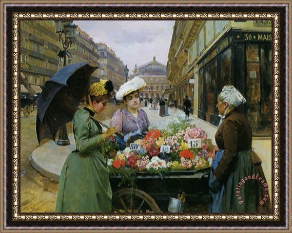 Louis Marie De Schryver Marchande Des Fleures Framed Painting
