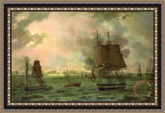 Louis Philippe Crepin The Bombing of Cadiz by the French Framed Painting