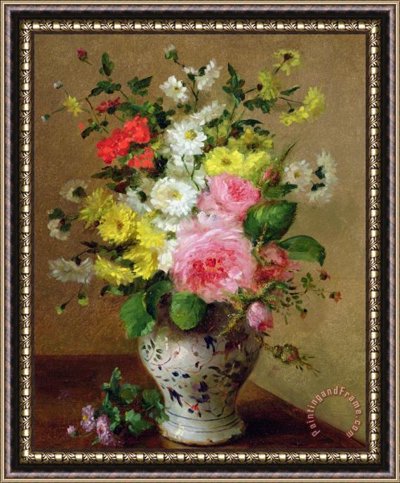 Louise Darru Still Life With Flowers In A Vase Framed Painting