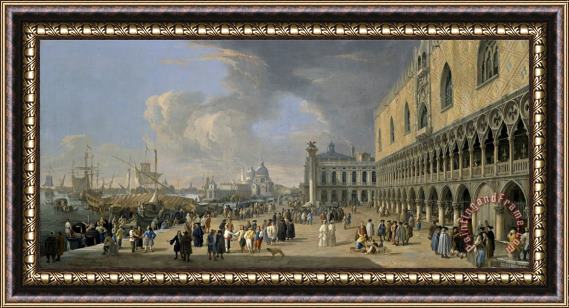 Luca Carlevariis The Doge's Palace And The Grand Canal, Venice Framed Painting