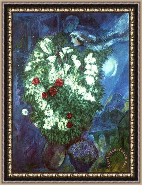Marc Chagall Bouquet with Flying Lovers Framed Print
