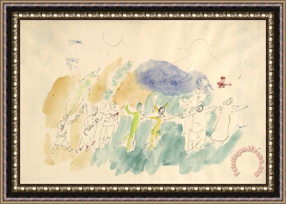 Marc Chagall Dance of Butterfly And Pan. Sketch for The Choreographer for Scene III of The Ballet Aleko. (1942) Framed Print