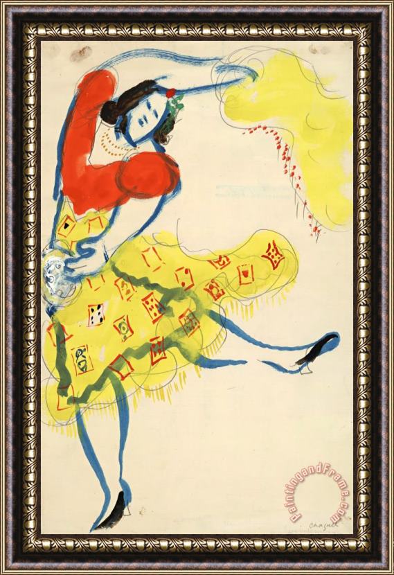 Marc Chagall Gypsy, Costume Design for Aleko (scene I). (1942) Framed Painting
