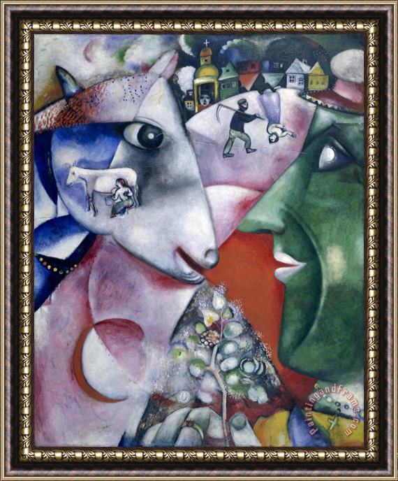 Marc Chagall I And The Village 1911 Framed Painting