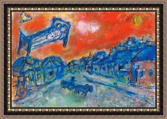 Marc Chagall Les Amoureux Dans Le Ciel Rouge De Vitebsk Framed Painting