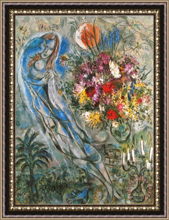 Marc Chagall Les Amoureux En Gris C 1960 Framed Painting