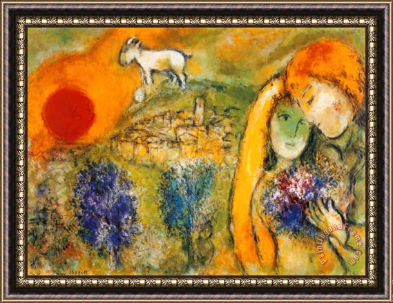 Marc Chagall Liebende in Vence Framed Painting