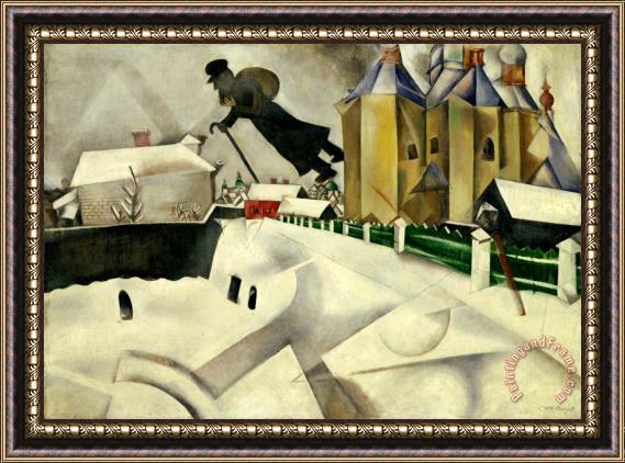 Marc Chagall Over Vitebsk. 1915 20 (after a Painting of 1914) Framed Painting
