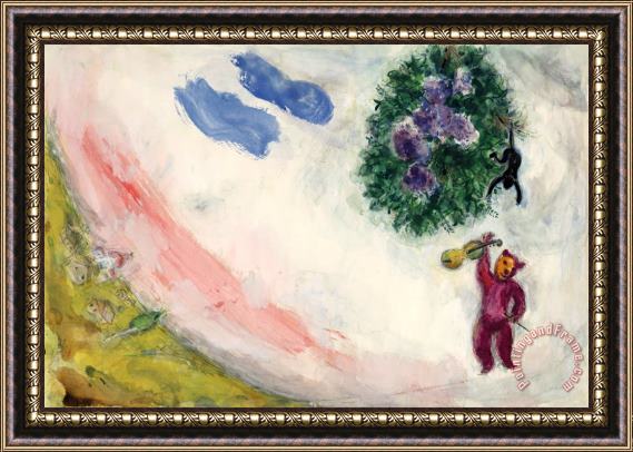 Marc Chagall The Carnival. Study for Backdrop for Scene II of The Ballet Aleko. (1942) Framed Painting