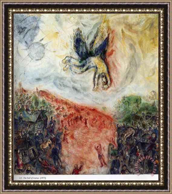 Marc Chagall The Fall of Icarus 1975 Framed Painting