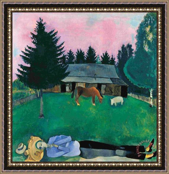Marc Chagall The Poet Reclining 1915 Framed Painting