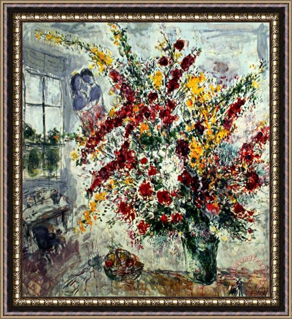 Marc Chagall Window Bouquet Framed Painting
