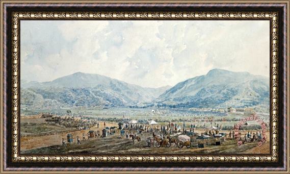 Marciano A. Baptista A View of Happy Valley Race Course, Hong Kong Framed Painting