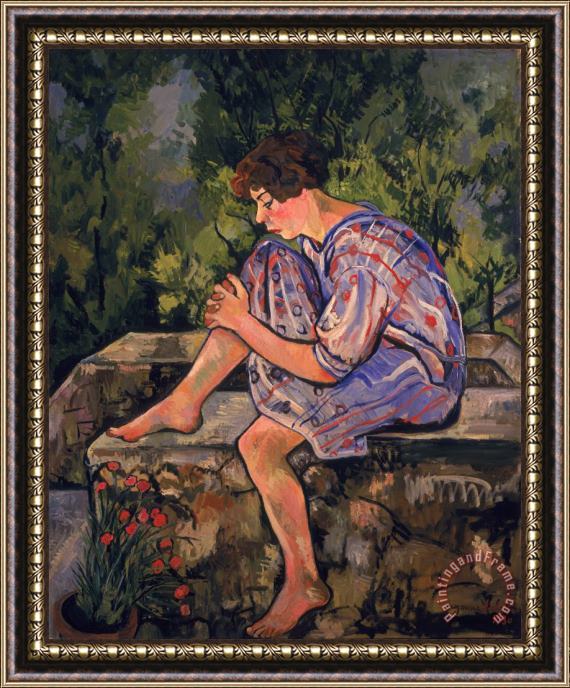 Marie Clementine Valadon Seated Young Woman Framed Painting
