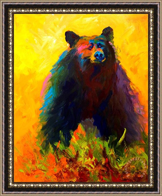 Marion Rose Alert - Black Bear Framed Painting