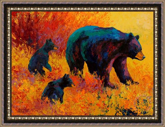 Marion Rose Double Trouble - Black Bear Family Framed Painting