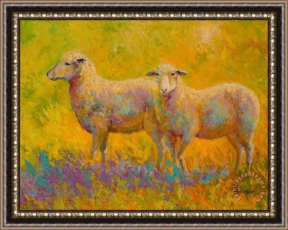 Marion Rose Warm Glow - Sheep Pair Framed Painting