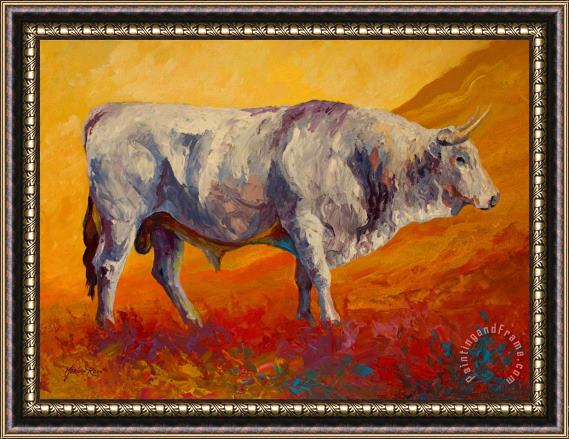 Marion Rose White Bull Framed Painting