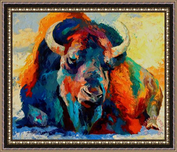 Marion Rose Winter Bison Framed Painting