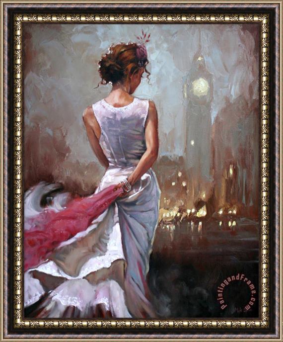 Mark Spain Lady in London Framed Painting