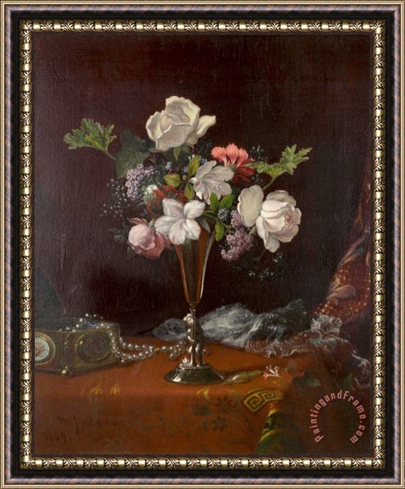 Martin Johnson Heade Mixed Flowers with a Box And Pearls Framed Painting