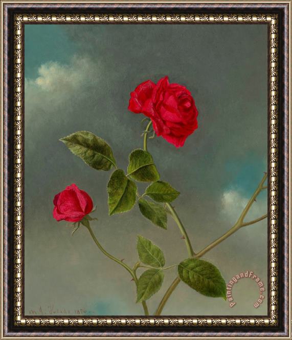 Martin Johnson Heade Roses, 1876 Framed Painting